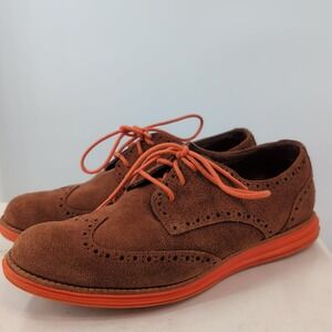 Cole‎ Haan Lunargrand Wingtip Almond Toe Lace-Up Oxford Shoes Brown Size 8.5